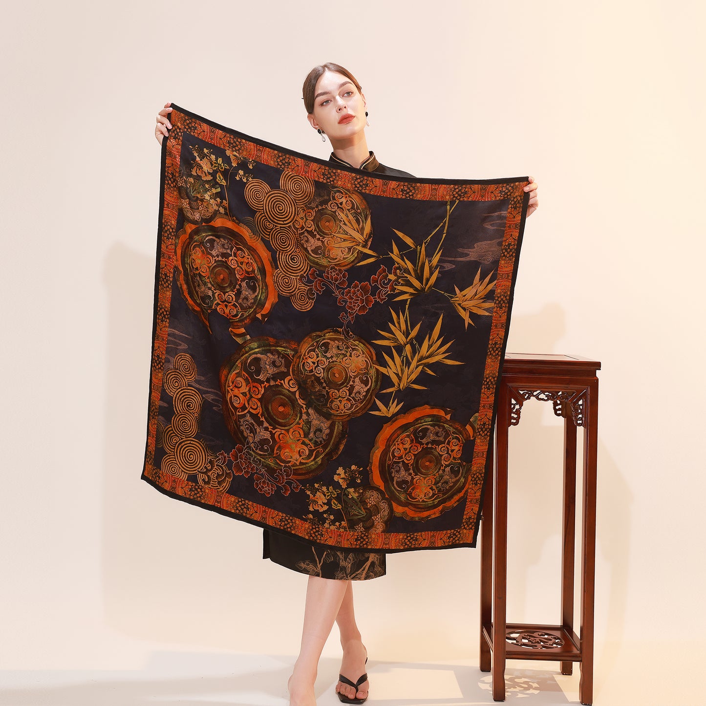 DANA XU Fragrant Cloud Yarn Silk Scarf 42 * 42 inches Large Square Lightweight Shawl & Wraps For Women