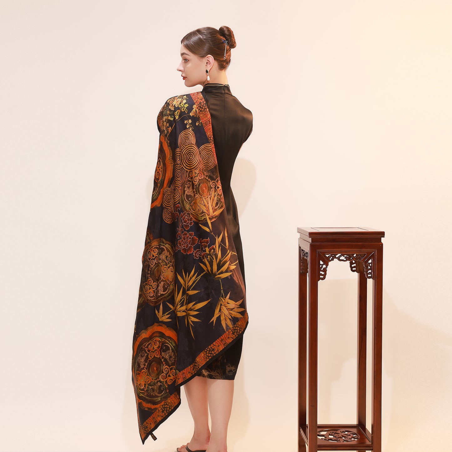 DANA XU Fragrant Cloud Yarn Silk Scarf 42 * 42 inches Large Square Lightweight Shawl & Wraps For Women