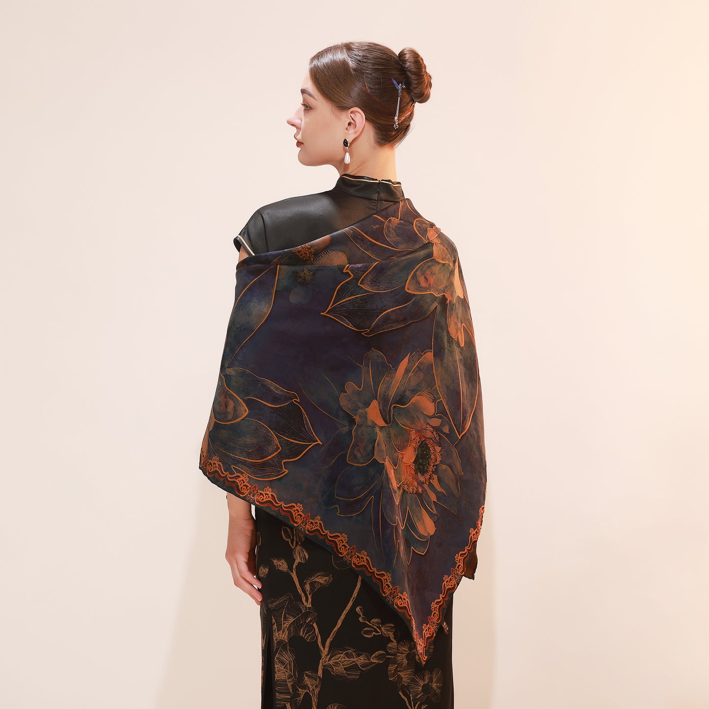 DANA XU Fragrant Cloud Yarn Silk Scarf 42 * 42 inches Large Square Lightweight Shawl & Wraps For Women