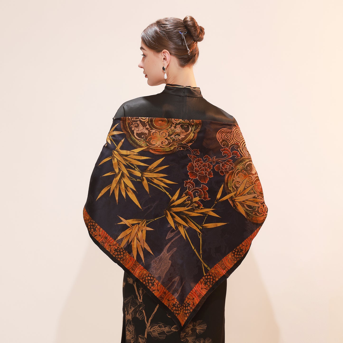 DANA XU Fragrant Cloud Yarn Silk Scarf 42 * 42 inches Large Square Lightweight Shawl & Wraps For Women