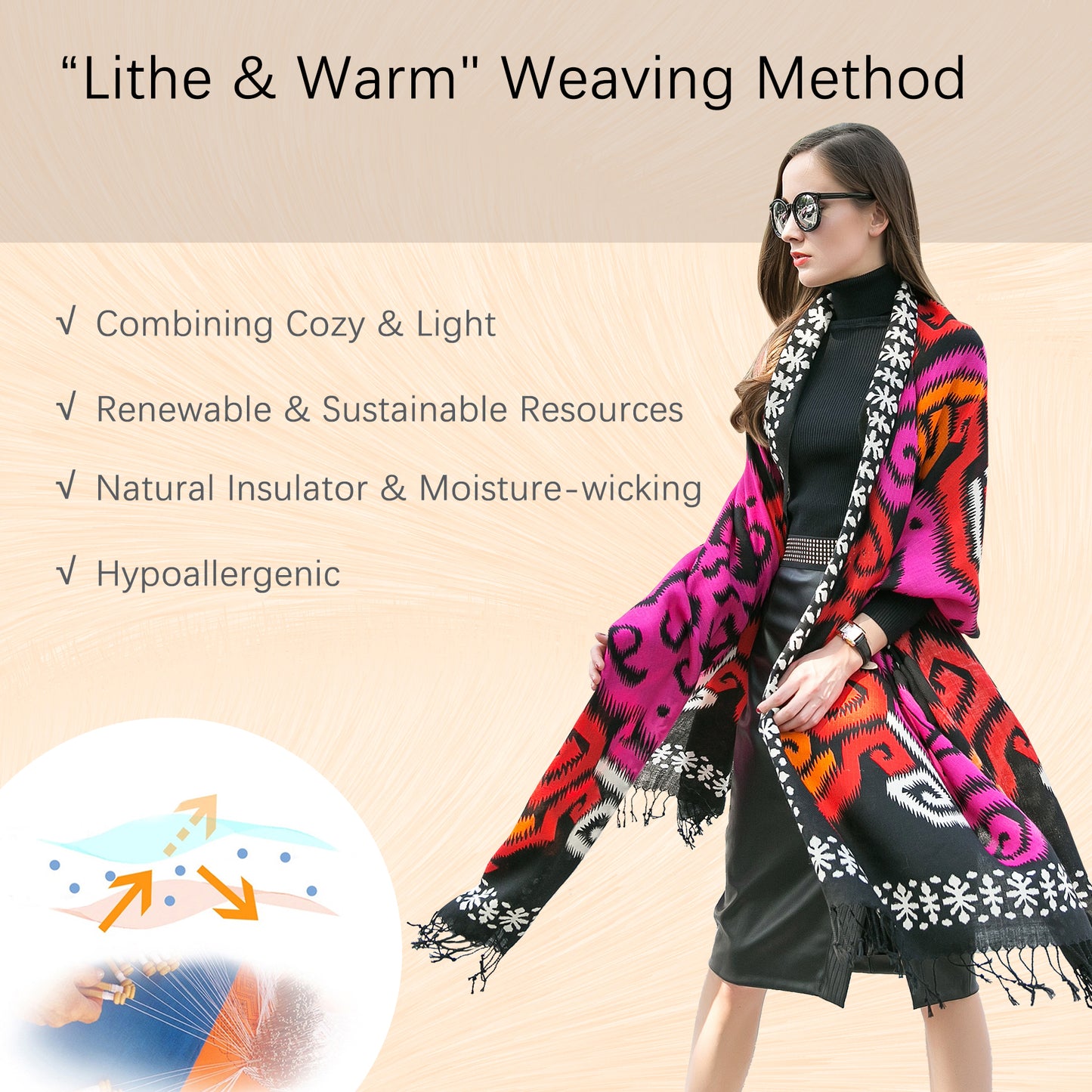DANA XU 100% Merino Wool Extra Large Pashmina Blanket Travel Scarf Cashmere Wrap for Women Fall Winter Oversize Shawl Floral