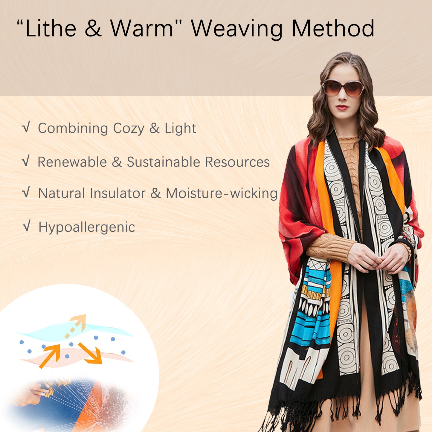 DANA XU 100% Merino Wool Extra Large Pashmina Blanket Travel Scarf Cashmere Wrap for Women Fall Winter Oversize Shawl Floral