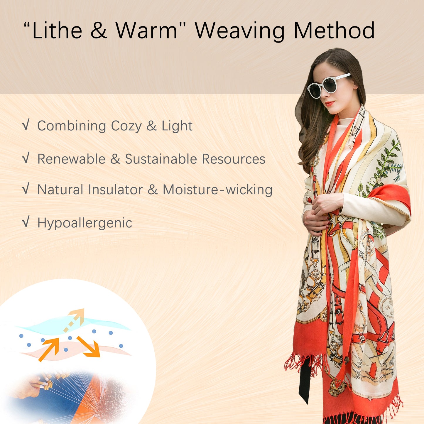 DANA XU 100% Merino Wool Extra Large Pashmina Blanket Travel Scarf Cashmere Wrap for Women Fall Winter Oversize Shawl Floral