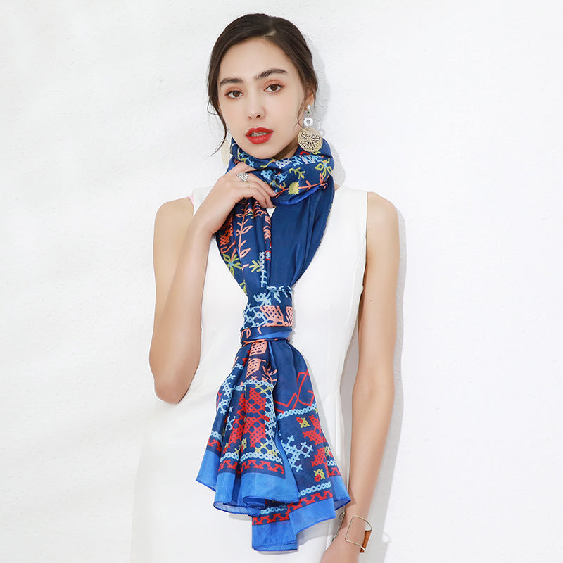 DANA XU Women's 100% Mulberry Satin Silk Pashmina Shawl Wraps Extra Large Floral Scarf for Evening Dresses, Soft Oversized