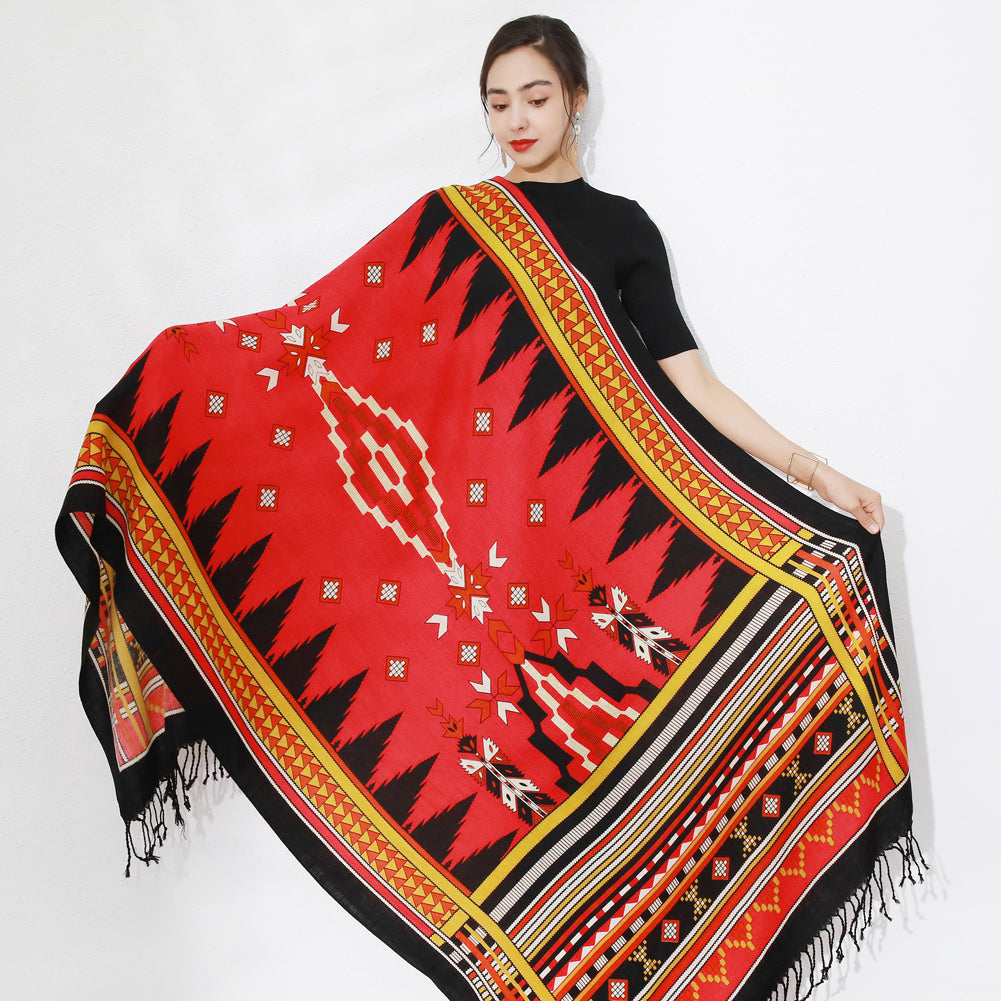 DANA XU 100% Merino Wool Extra Large Pashmina Blanket Travel Scarf Cashmere Wrap for Women Fall Winter Oversize Shawl Floral