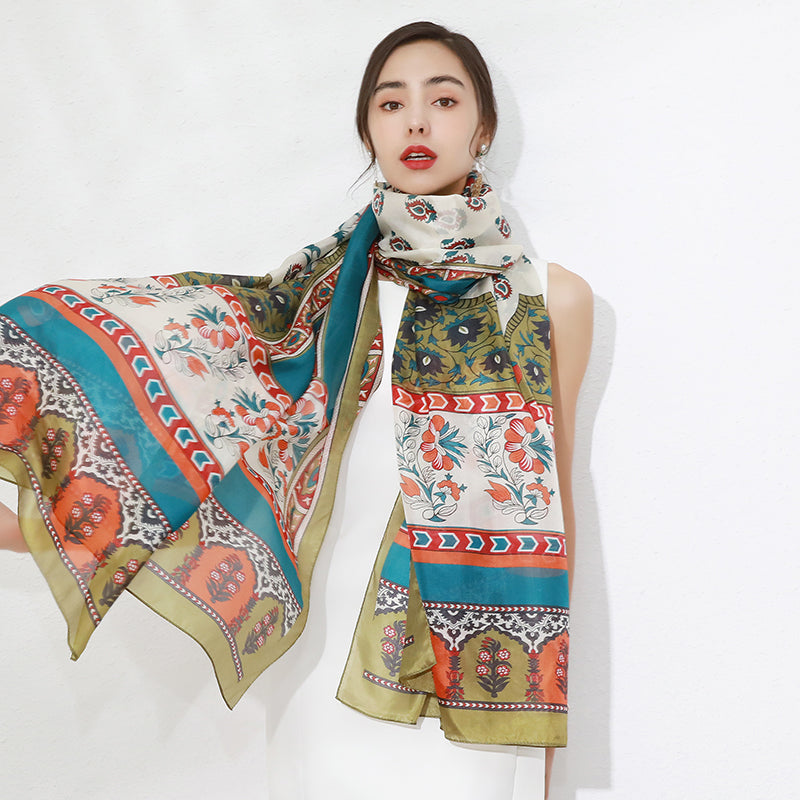 DANA XU Women's 100% Mulberry Satin Silk Pashmina Shawl Wraps Extra Large Floral Scarf for Evening Dresses, Soft Oversized