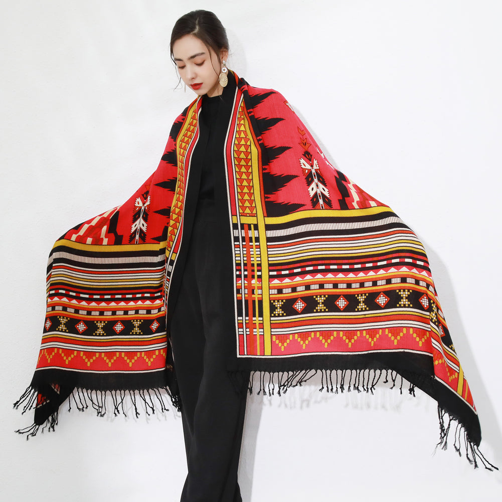 DANA XU 100% Merino Wool Extra Large Pashmina Blanket Travel Scarf Cashmere Wrap for Women Fall Winter Oversize Shawl Floral