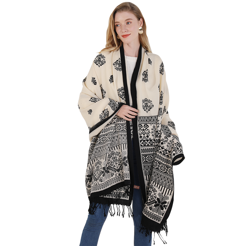 DANA XU 100% Merino Wool Extra Large Pashmina Blanket Travel Scarf Cashmere Wrap for Women Fall Winter Oversize Shawl Floral