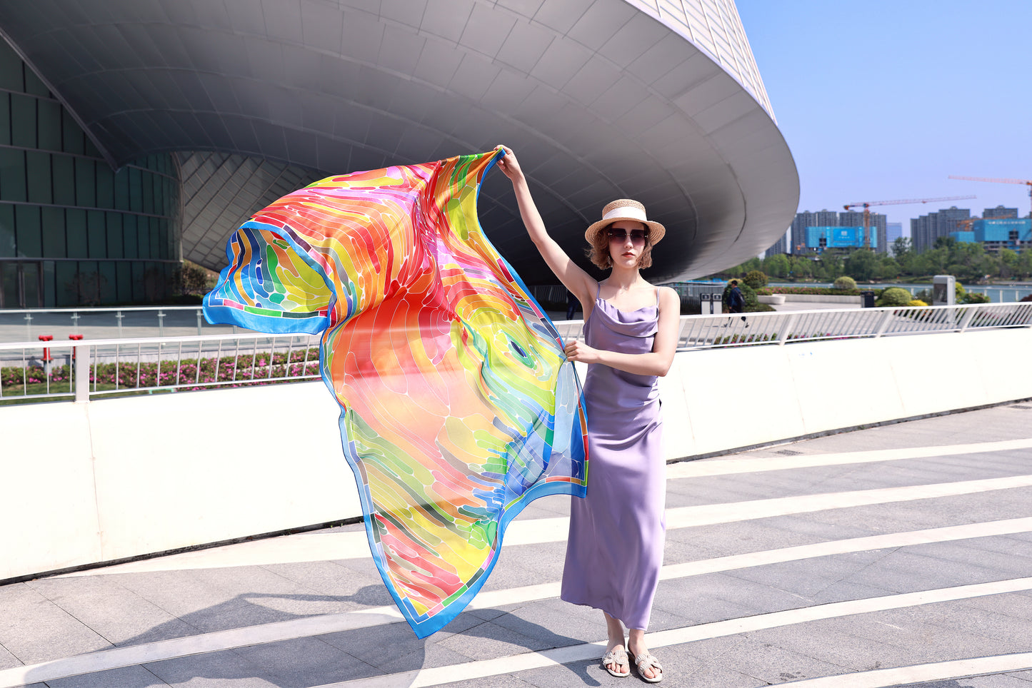 DANA XU Women's 100% Mulberry Satin Silk Pashmina Shawl Wraps Extra Large Floral Scarf for Evening Dresses, Soft Oversized