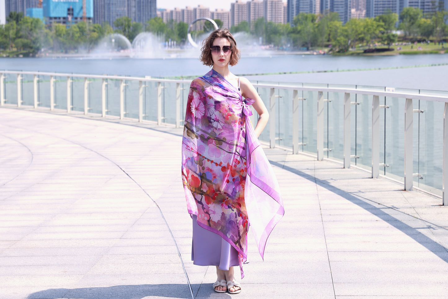 DANA XU Women's 100% Mulberry Satin Silk Pashmina Shawl Wraps Extra Large Floral Scarf for Evening Dresses, Soft Oversized