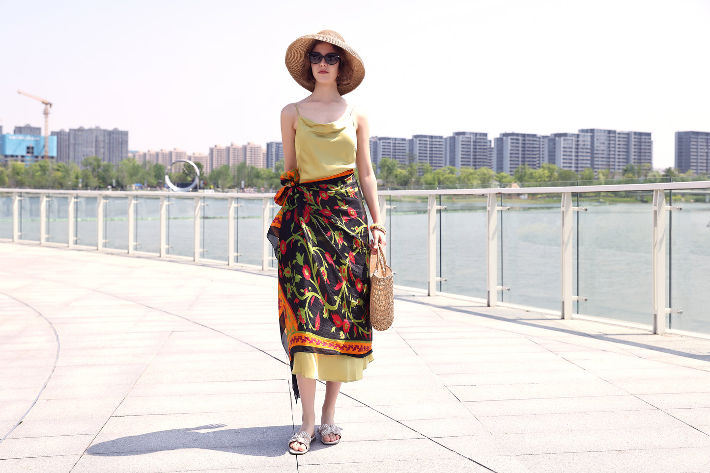 DANA XU Women's 100% Mulberry Satin Silk Pashmina Shawl Wraps Extra Large Floral Scarf for Evening Dresses, Soft Oversized