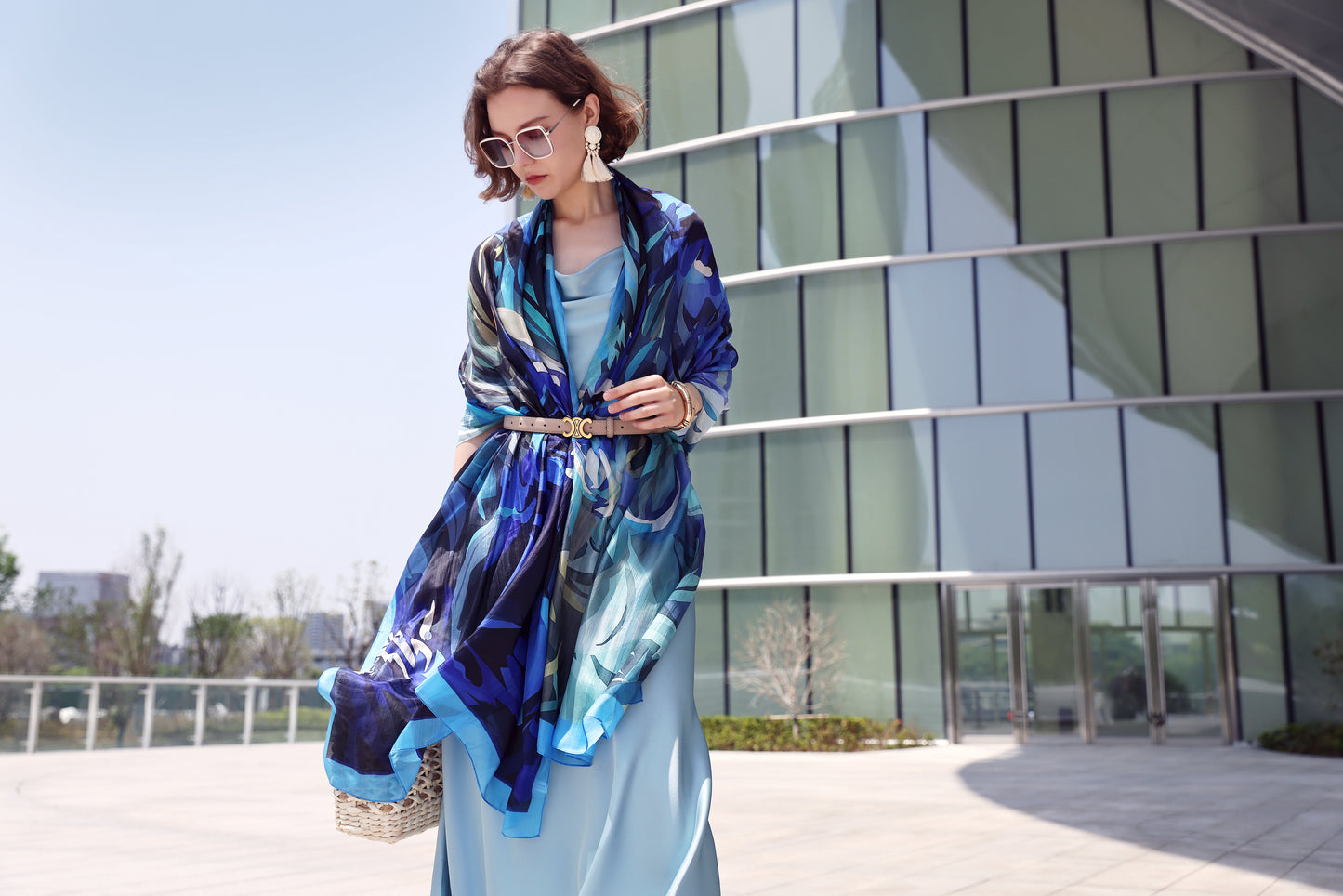 DANA XU Women's 100% Mulberry Satin Silk Pashmina Shawl Wraps Extra Large Floral Scarf for Evening Dresses, Soft Oversized