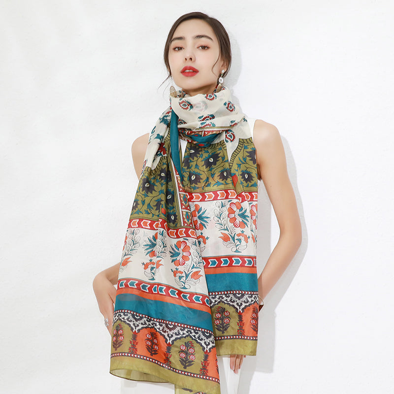 DANA XU Women's 100% Mulberry Satin Silk Pashmina Shawl Wraps Extra Large Floral Scarf for Evening Dresses, Soft Oversized