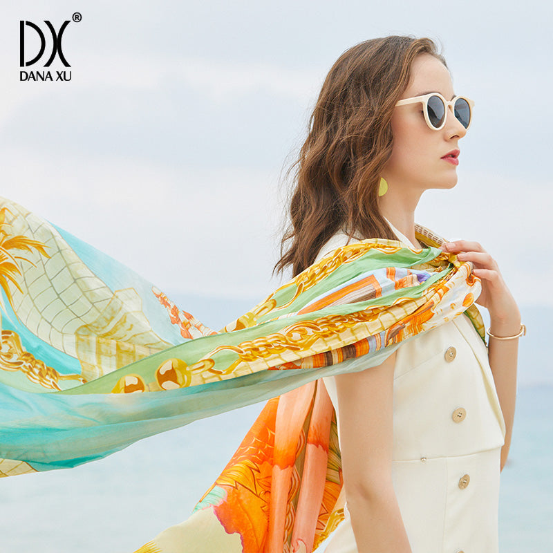 DANA XU Women's 100% Mulberry Satin Silk Pashmina Shawl Wraps Extra Large Floral Scarf for Evening Dresses, Soft Oversized