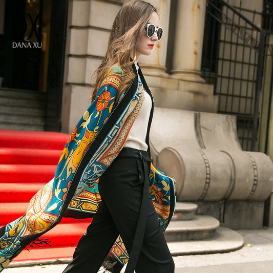 DANA XU 100% Merino Wool Extra Large Pashmina Blanket Travel Scarf Cashmere Wrap for Women Fall Winter Oversize Shawl Floral