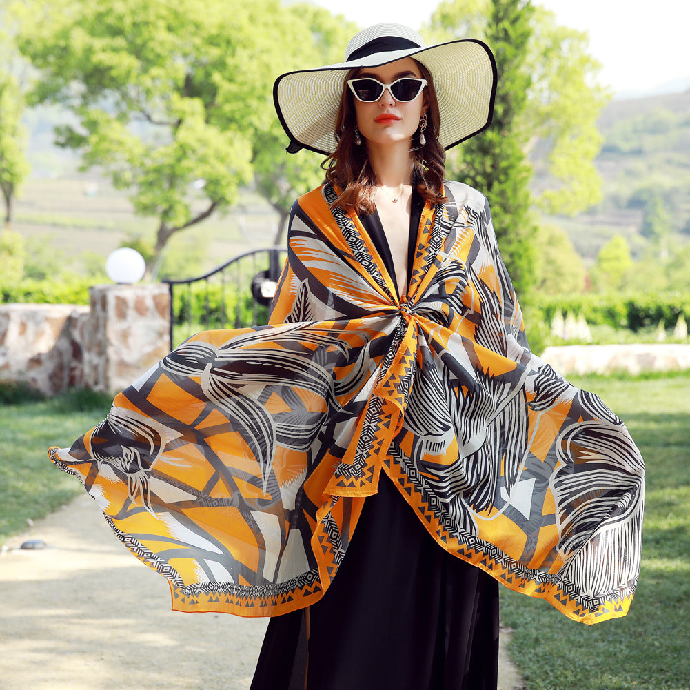 DANA XU Women's 100% Mulberry Satin Silk Pashmina Shawl Wraps Extra Large Floral Scarf for Evening Dresses, Soft Oversized