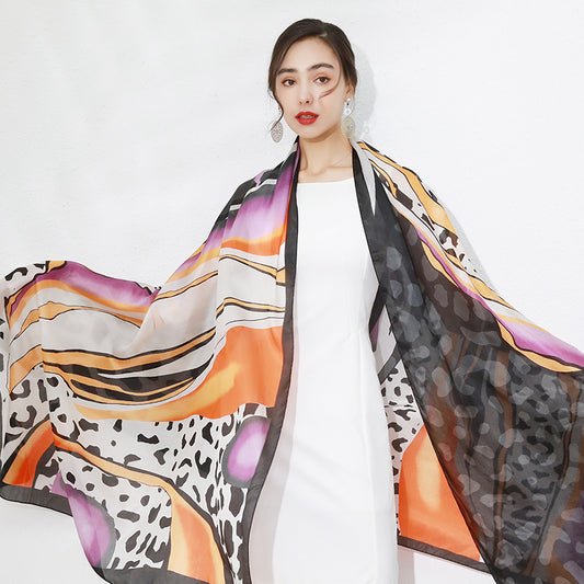 DANA XU Women's 100% Mulberry Satin Silk Pashmina Shawl Wraps Extra Large Floral Scarf for Evening Dresses, Soft Oversized