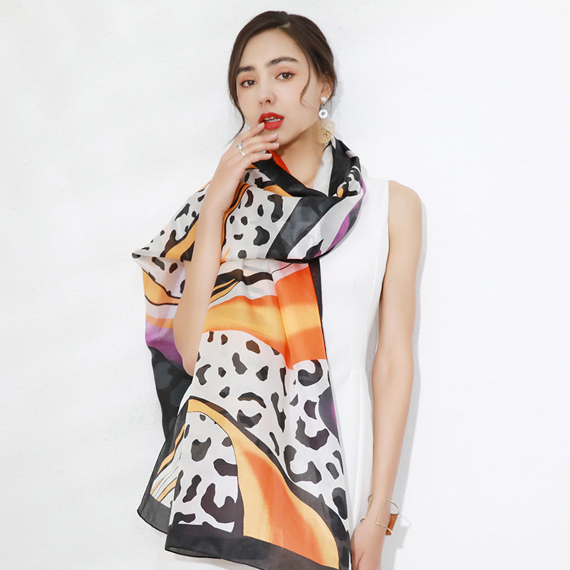 DANA XU Women's 100% Mulberry Satin Silk Pashmina Shawl Wraps Extra Large Floral Scarf for Evening Dresses, Soft Oversized