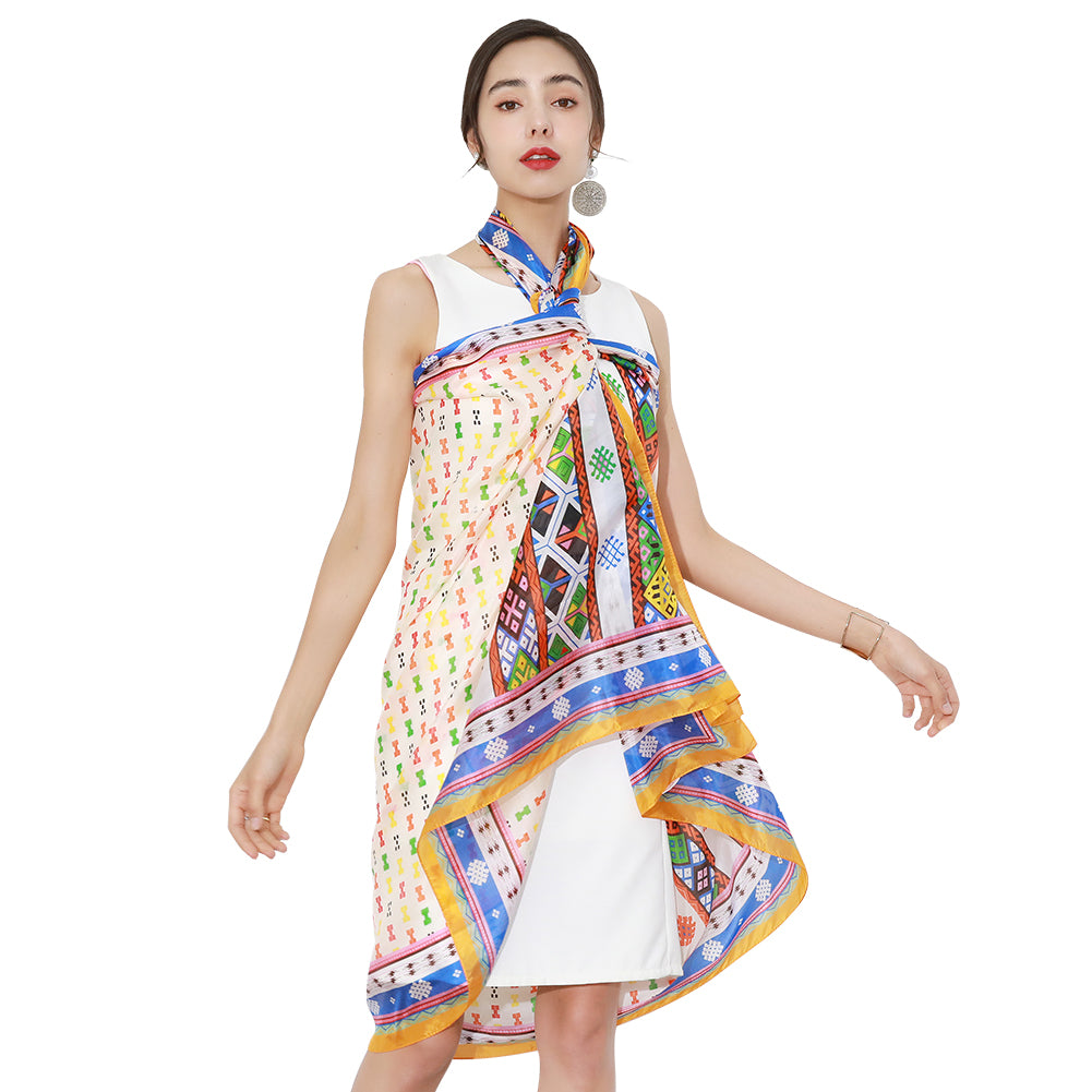 DANA XU Women's 100% Mulberry Satin Silk Pashmina Shawl Wraps Extra Large Floral Scarf for Evening Dresses, Soft Oversized