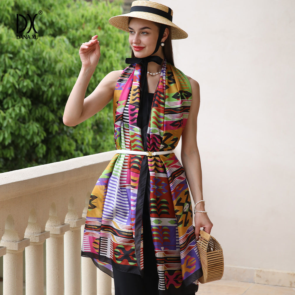 DANA XU Women's 100% Mulberry Satin Silk Pashmina Shawl Wraps Extra Large Floral Scarf for Evening Dresses, Soft Oversized