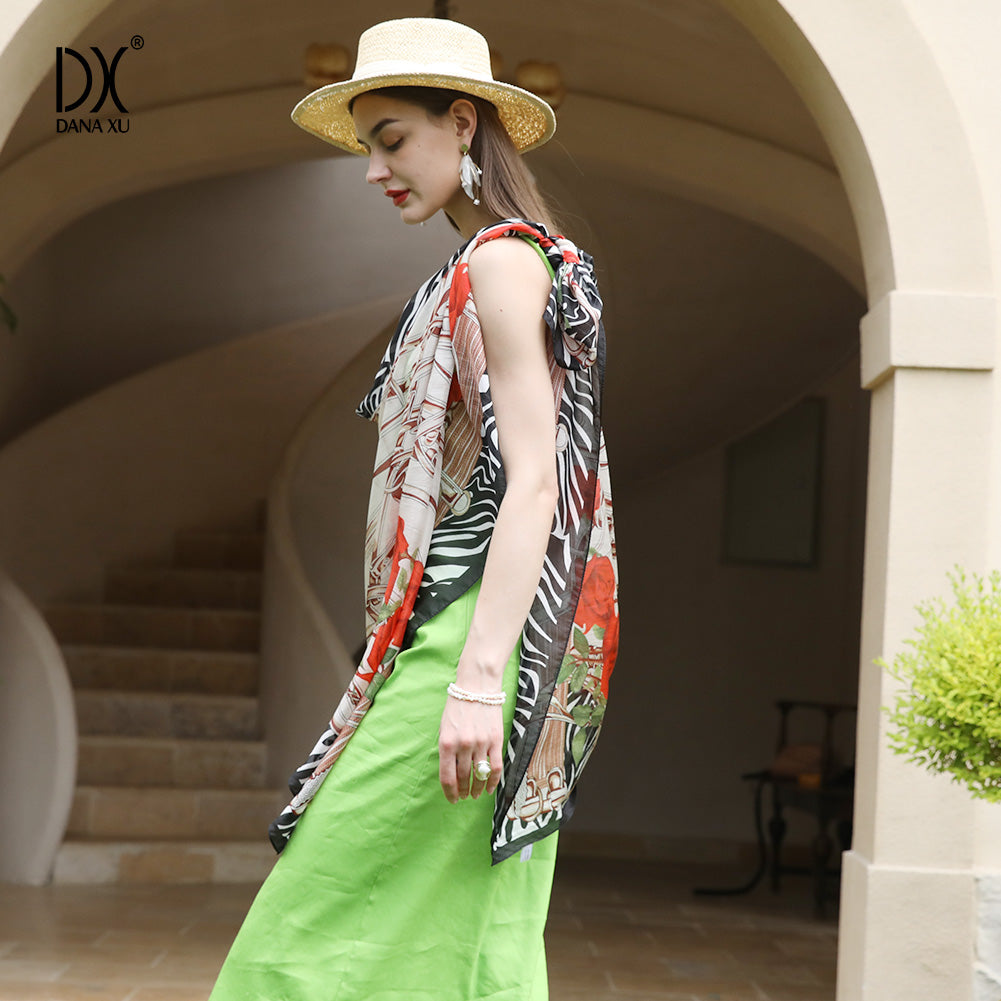 DANA XU Women's 100% Mulberry Satin Silk Pashmina Shawl Wraps Extra Large Floral Scarf for Evening Dresses, Soft Oversized