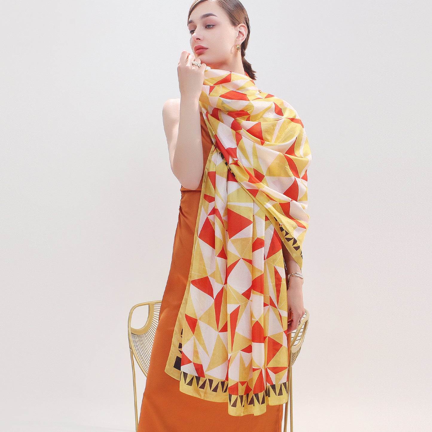 DANA XU Women's 100% Mulberry Satin Silk Pashmina Shawl Wraps Extra Large Floral Scarf for Evening Dresses, Soft Oversized