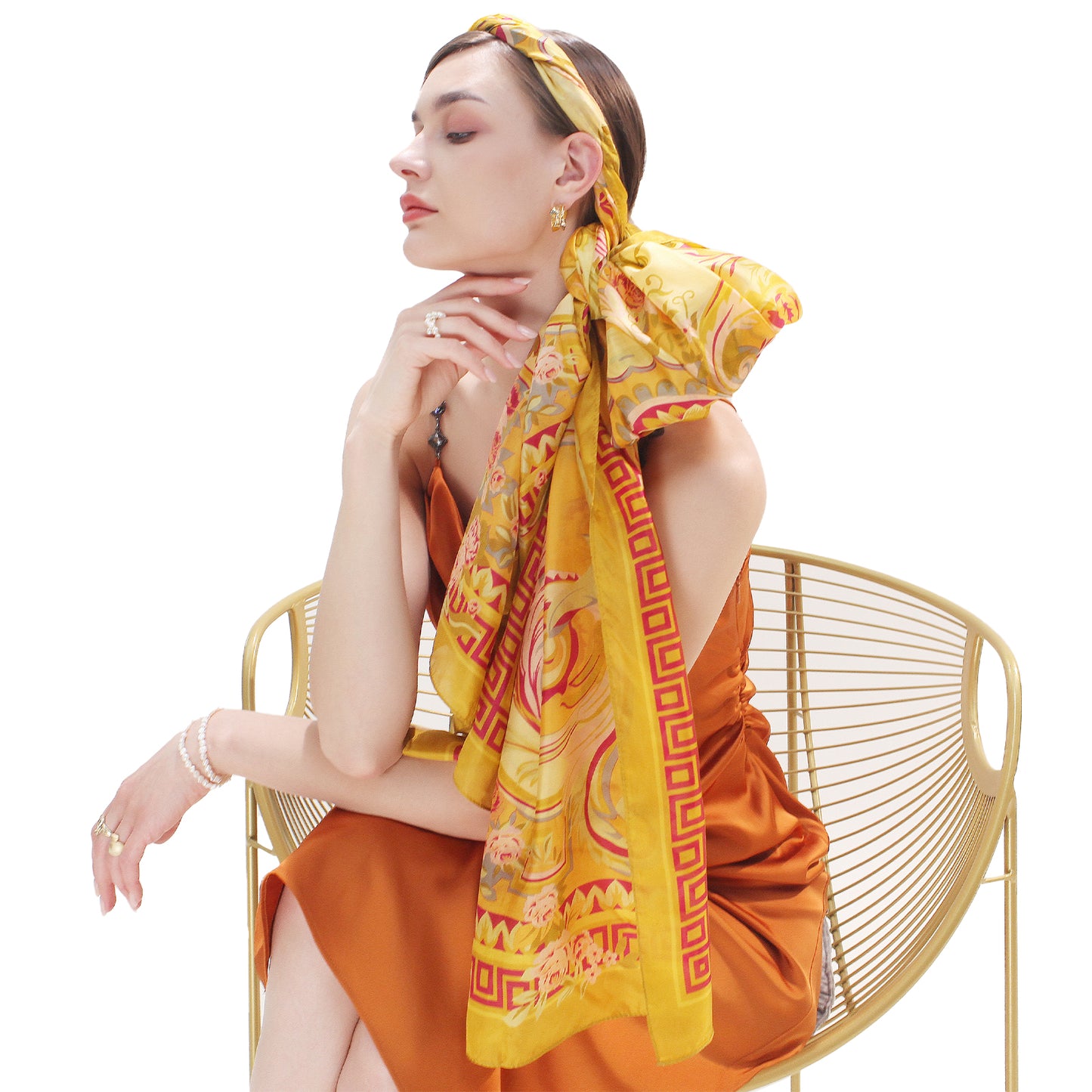 DANA XU Women's 100% Mulberry Satin Silk Pashmina Shawl Wraps Extra Large Floral Scarf for Evening Dresses, Soft Oversized