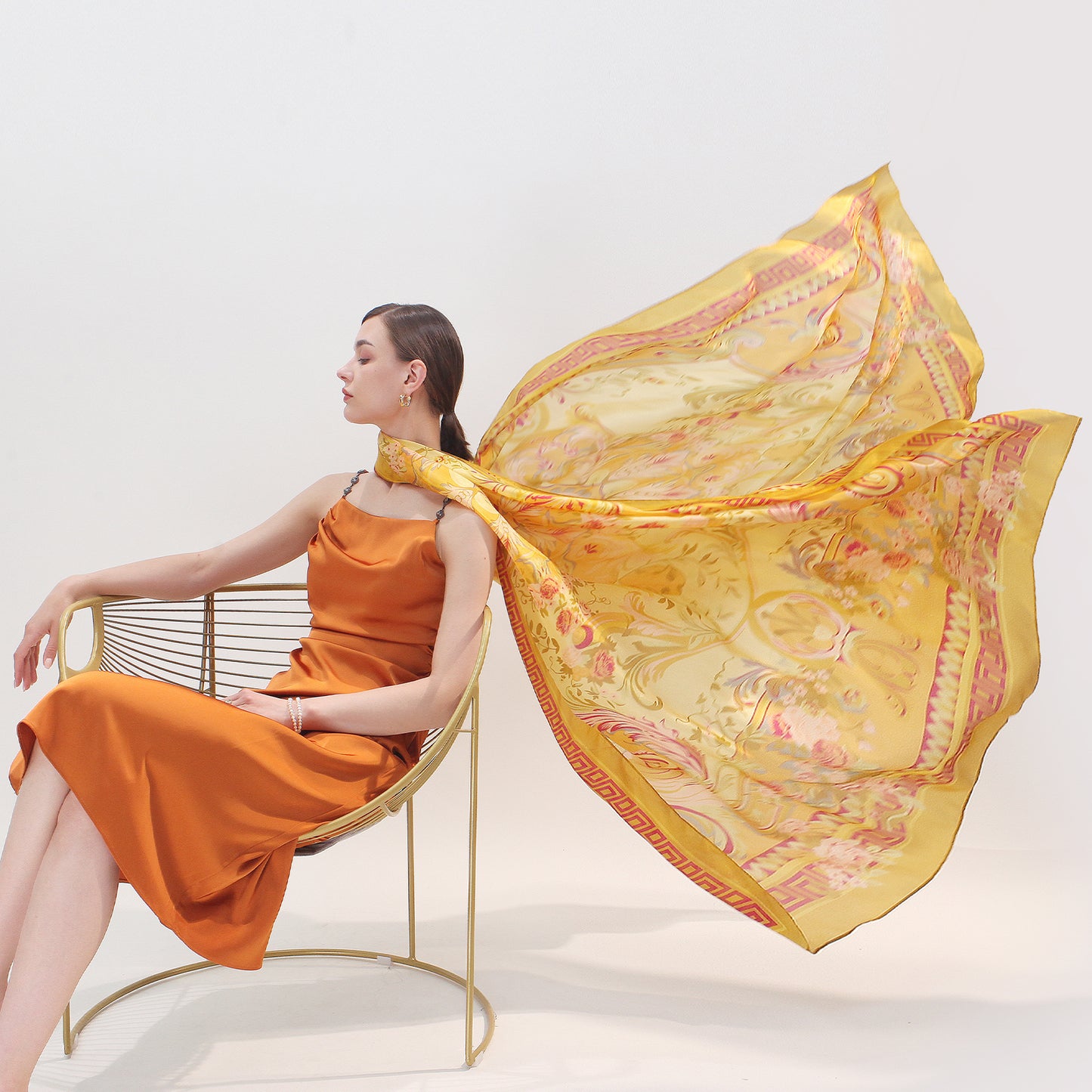 DANA XU Women's 100% Mulberry Satin Silk Pashmina Shawl Wraps Extra Large Floral Scarf for Evening Dresses, Soft Oversized