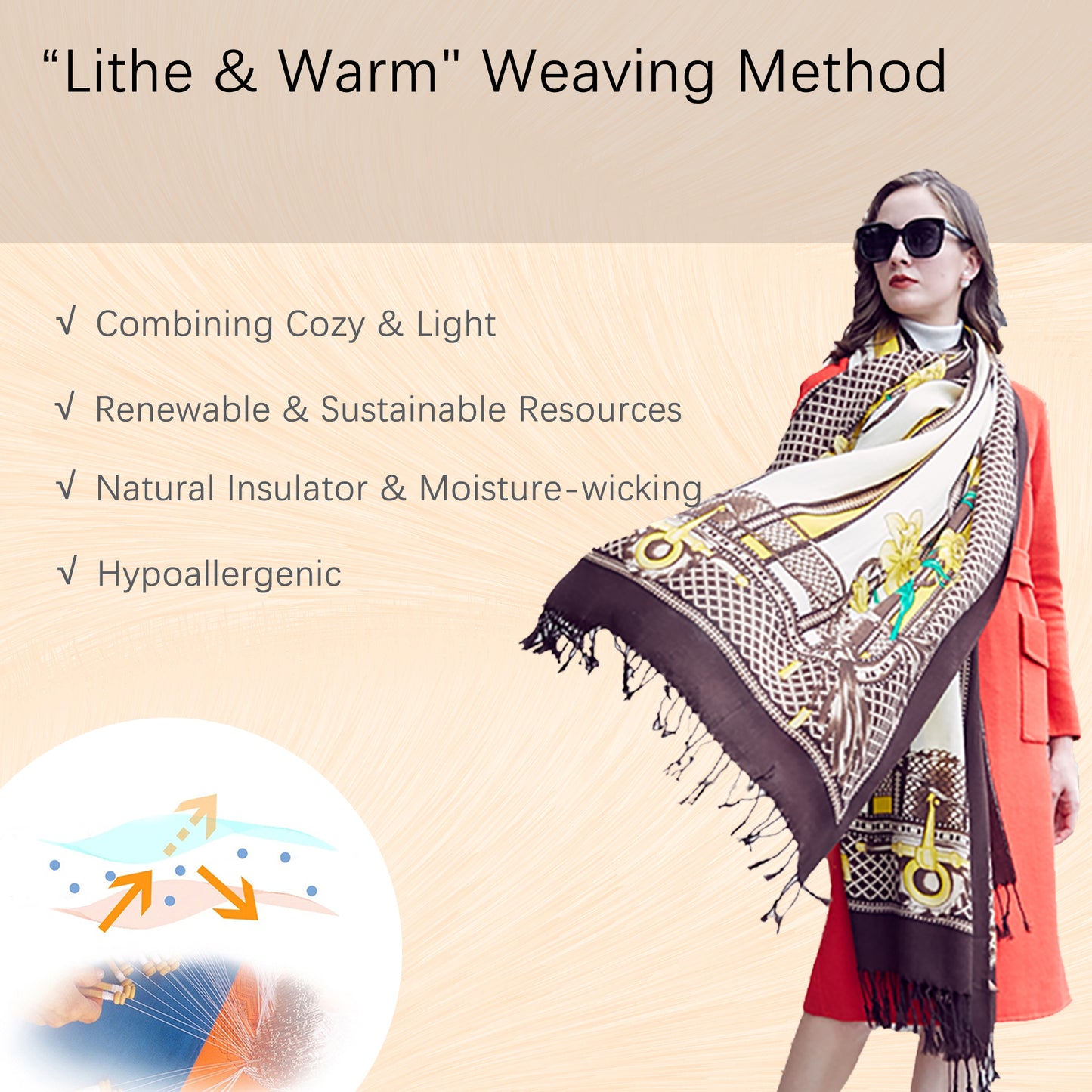 DANA XU 100% Merino Wool Extra Large Pashmina Blanket Travel Scarf Cashmere Wrap for Women Fall Winter Oversize Shawl Floral