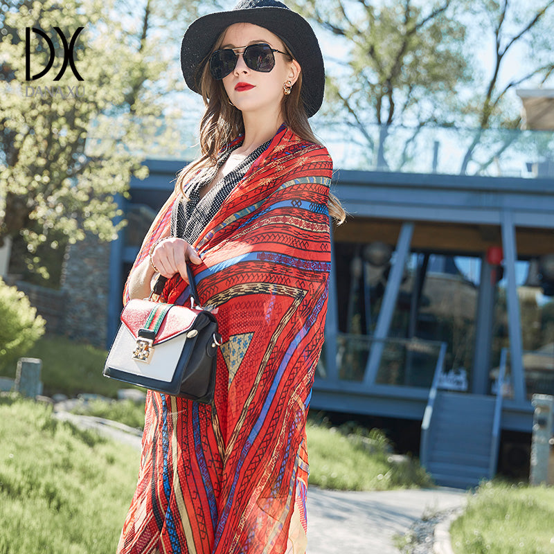 DANA XU Women's 100% Mulberry Satin Silk Pashmina Shawl Wraps Extra Large Floral Scarf for Evening Dresses, Soft Oversized