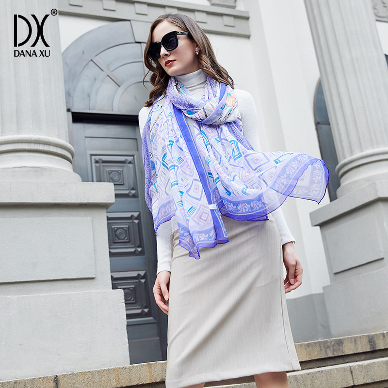 DANA XU Women's 100% Mulberry Satin Silk Pashmina Shawl Wraps Extra Large Floral Scarf for Evening Dresses, Soft Oversized