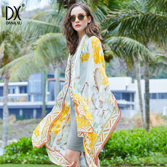 DANA XU Women's 100% Mulberry Satin Silk Pashmina Shawl Wraps Extra Large Floral Scarf for Evening Dresses, Soft Oversized