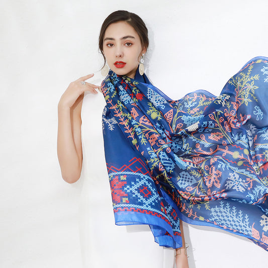 DANA XU Women's 100% Mulberry Satin Silk Pashmina Shawl Wraps Extra Large Floral Scarf for Evening Dresses, Soft Oversized