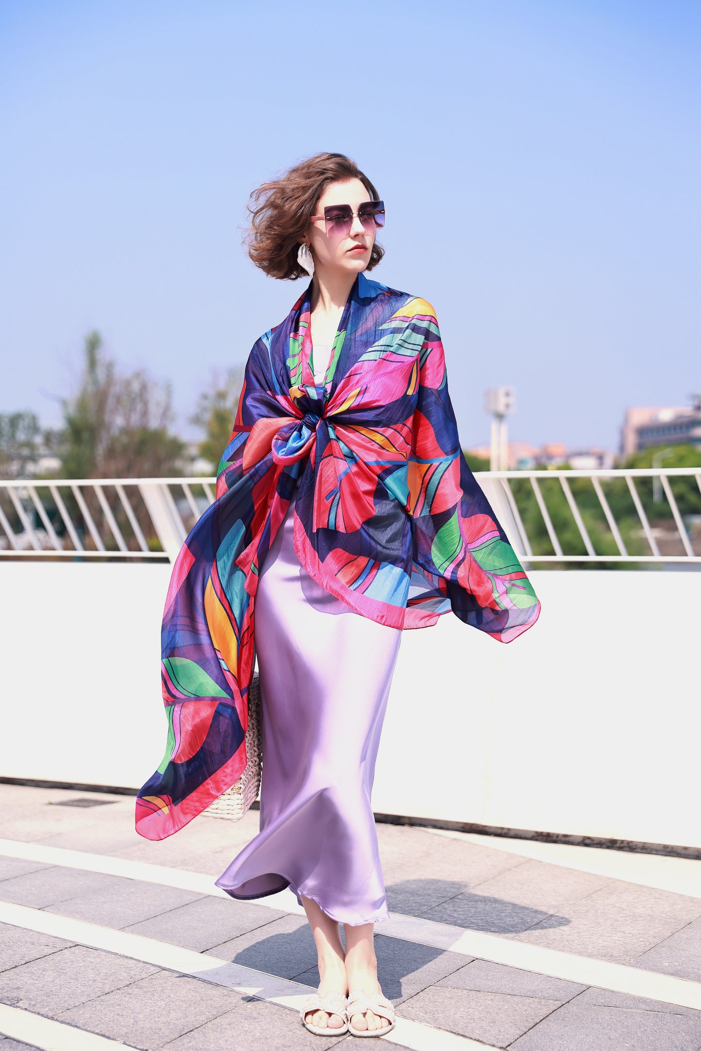 DANA XU Women's 100% Mulberry Satin Silk Pashmina Shawl Wraps Extra Large Floral Scarf for Evening Dresses, Soft Oversized