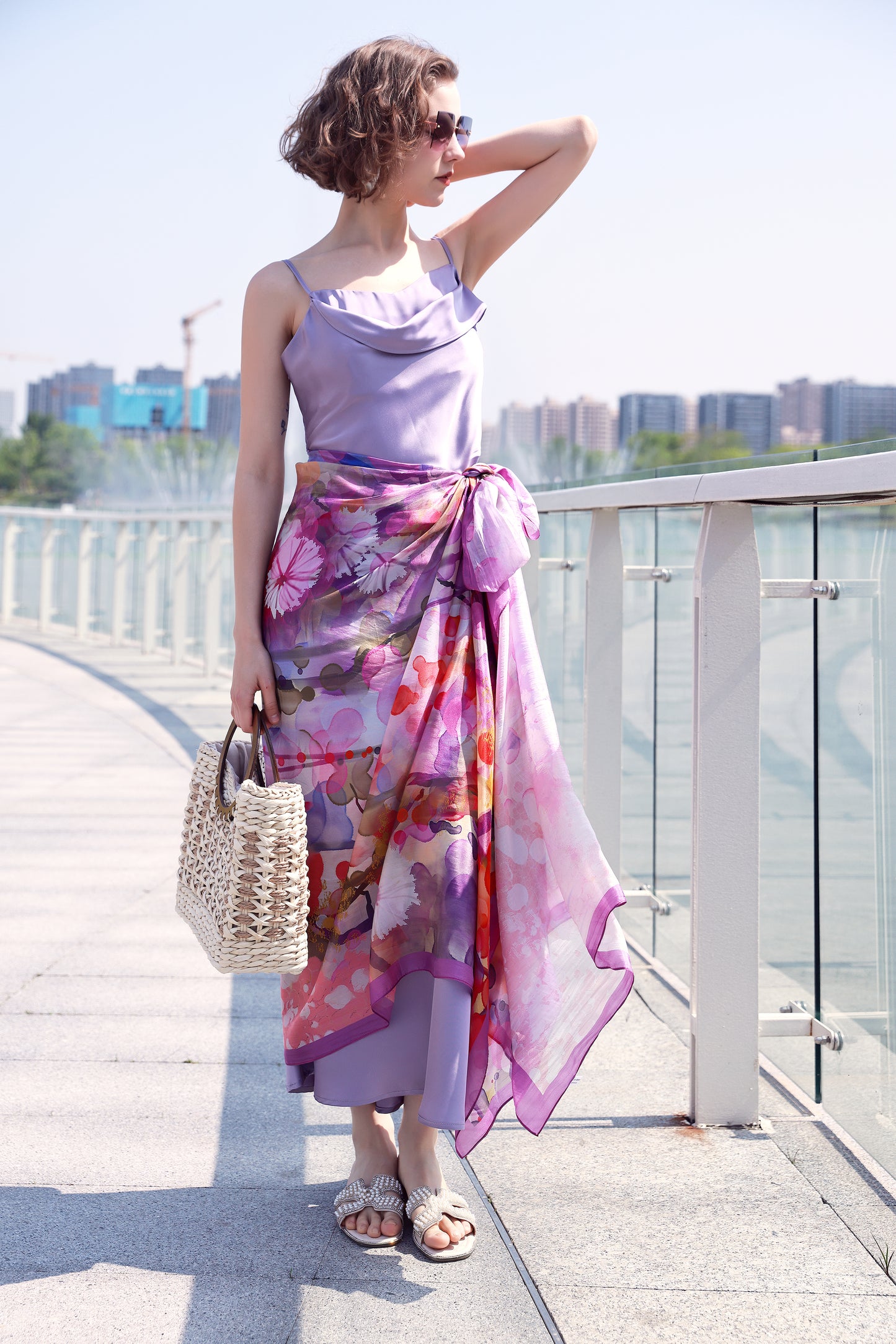 DANA XU Women's 100% Mulberry Satin Silk Pashmina Shawl Wraps Extra Large Floral Scarf for Evening Dresses, Soft Oversized