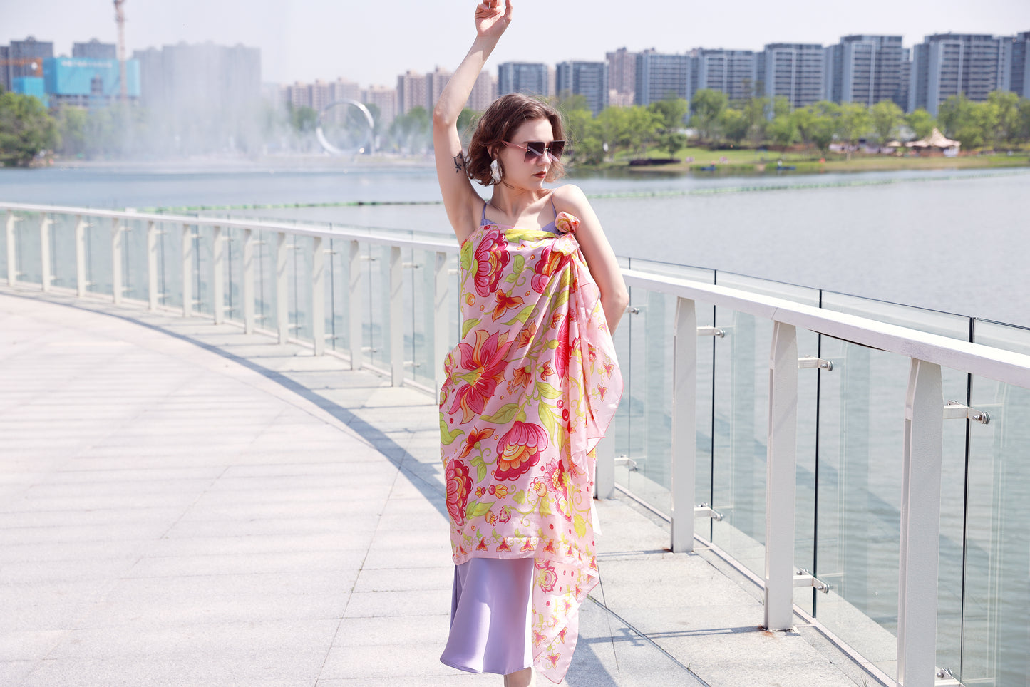 DANA XU Women's 100% Mulberry Satin Silk Pashmina Shawl Wraps Extra Large Floral Scarf for Evening Dresses, Soft Oversized