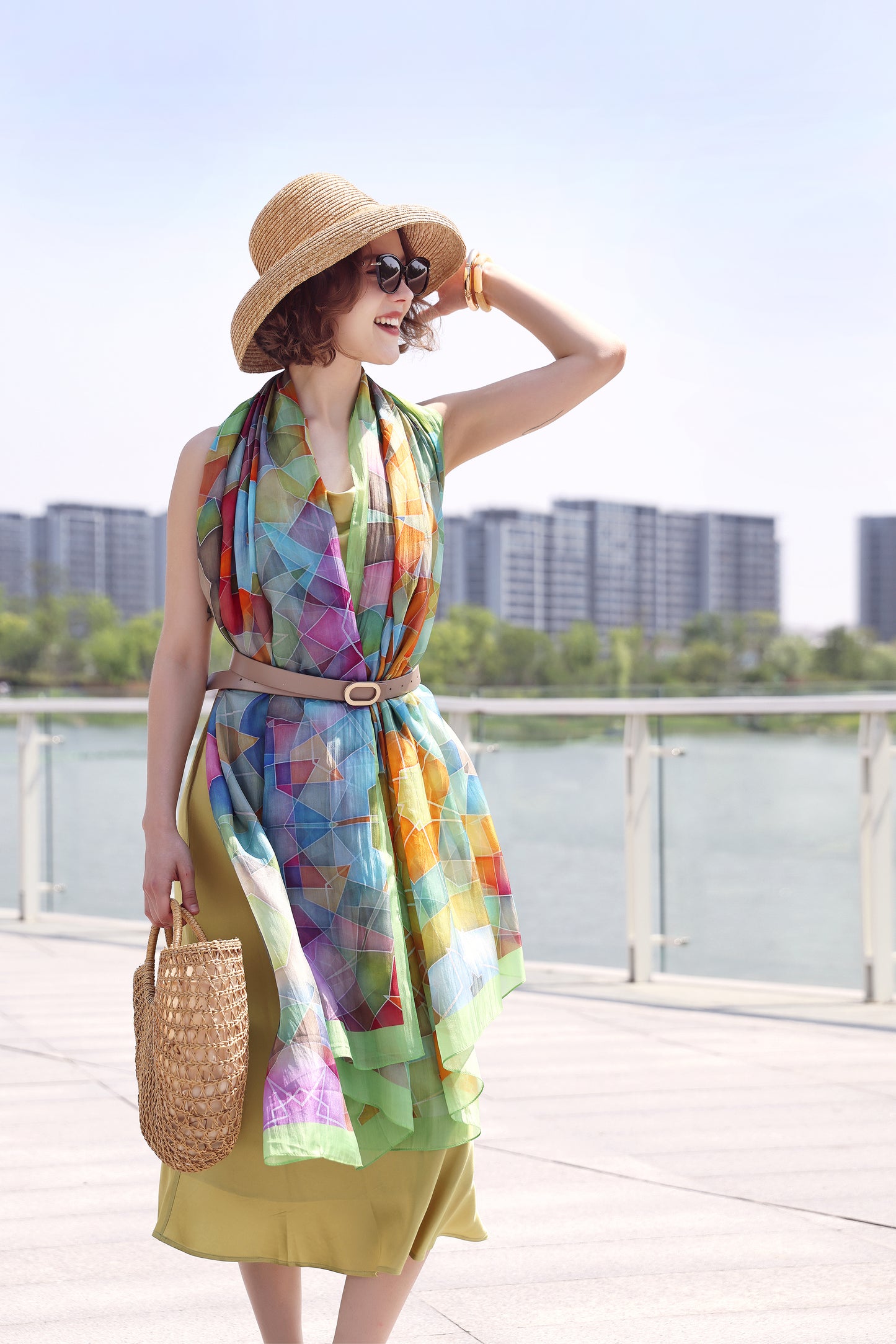 DANA XU Women's 100% Mulberry Satin Silk Pashmina Shawl Wraps Extra Large Floral Scarf for Evening Dresses, Soft Oversized