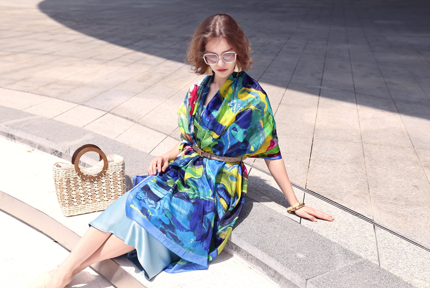 DANA XU Women's 100% Mulberry Satin Silk Pashmina Shawl Wraps Extra Large Floral Scarf for Evening Dresses, Soft Oversized