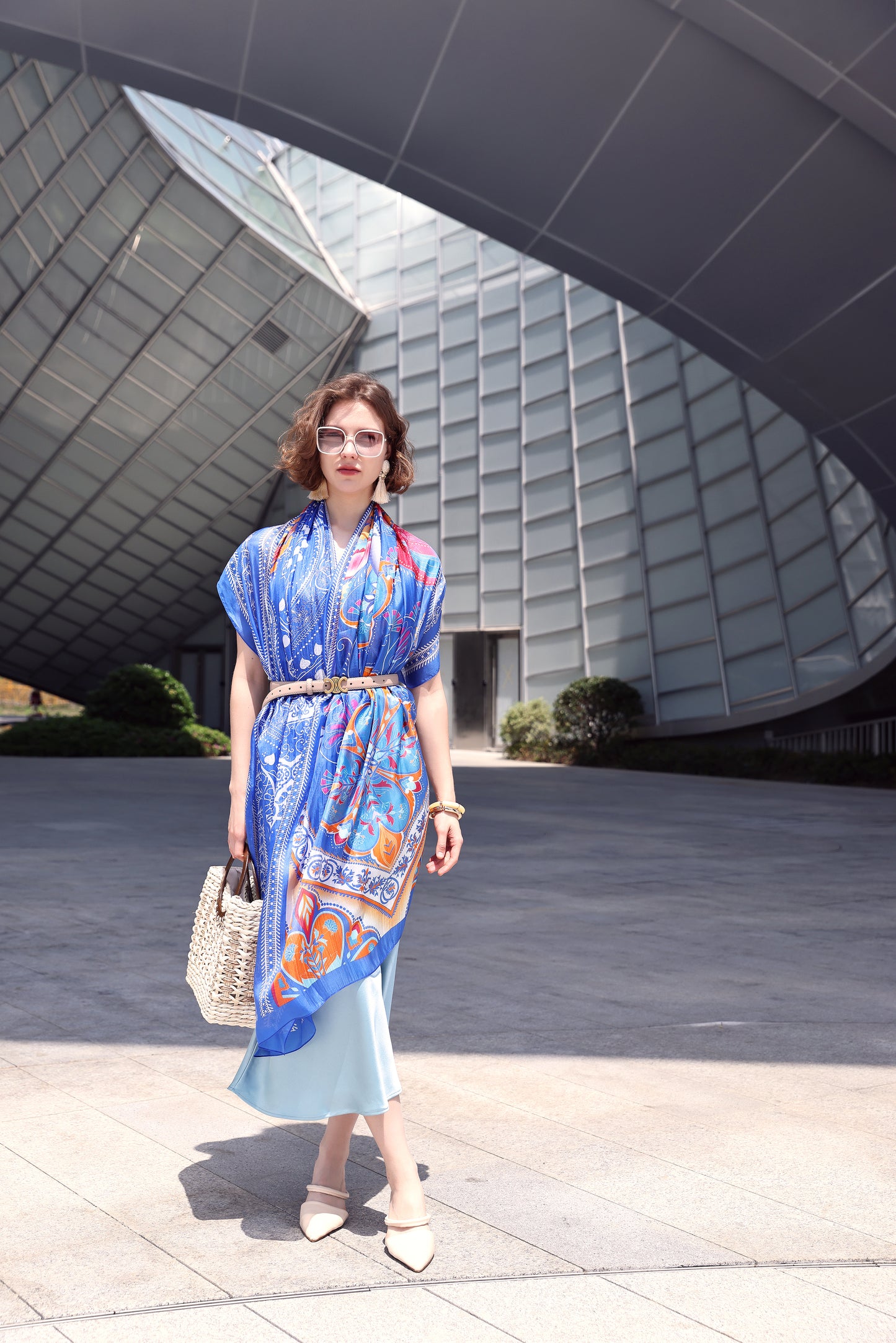 DANA XU Women's 100% Mulberry Satin Silk Pashmina Shawl Wraps Extra Large Floral Scarf for Evening Dresses, Soft Oversized