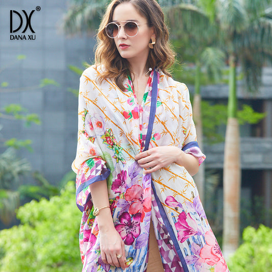 DANA XU Women's 100% Mulberry Satin Silk Pashmina Shawl Wraps Extra Large Floral Scarf for Evening Dresses, Soft Oversized