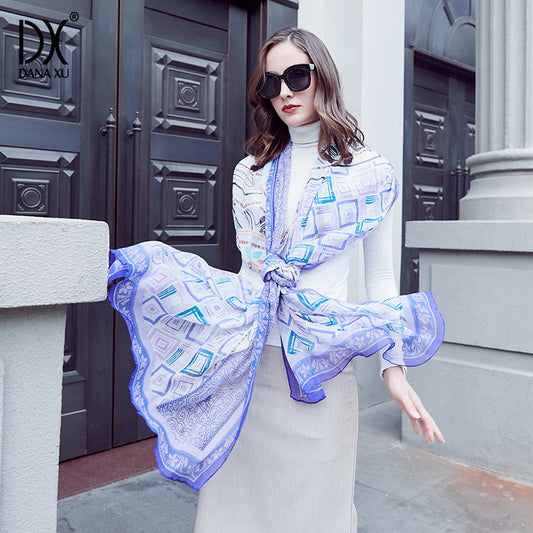 DANA XU Women's 100% Mulberry Satin Silk Pashmina Shawl Wraps Extra Large Floral Scarf for Evening Dresses, Soft Oversized