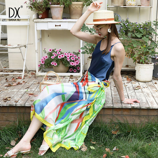 DANA XU Women's 100% Mulberry Satin Silk Pashmina Shawl Wraps Extra Large Floral Scarf for Evening Dresses, Soft Oversized