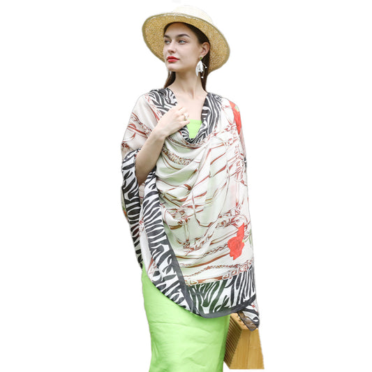 DANA XU Women's 100% Mulberry Satin Silk Pashmina Shawl Wraps Extra Large Floral Scarf for Evening Dresses, Soft Oversized