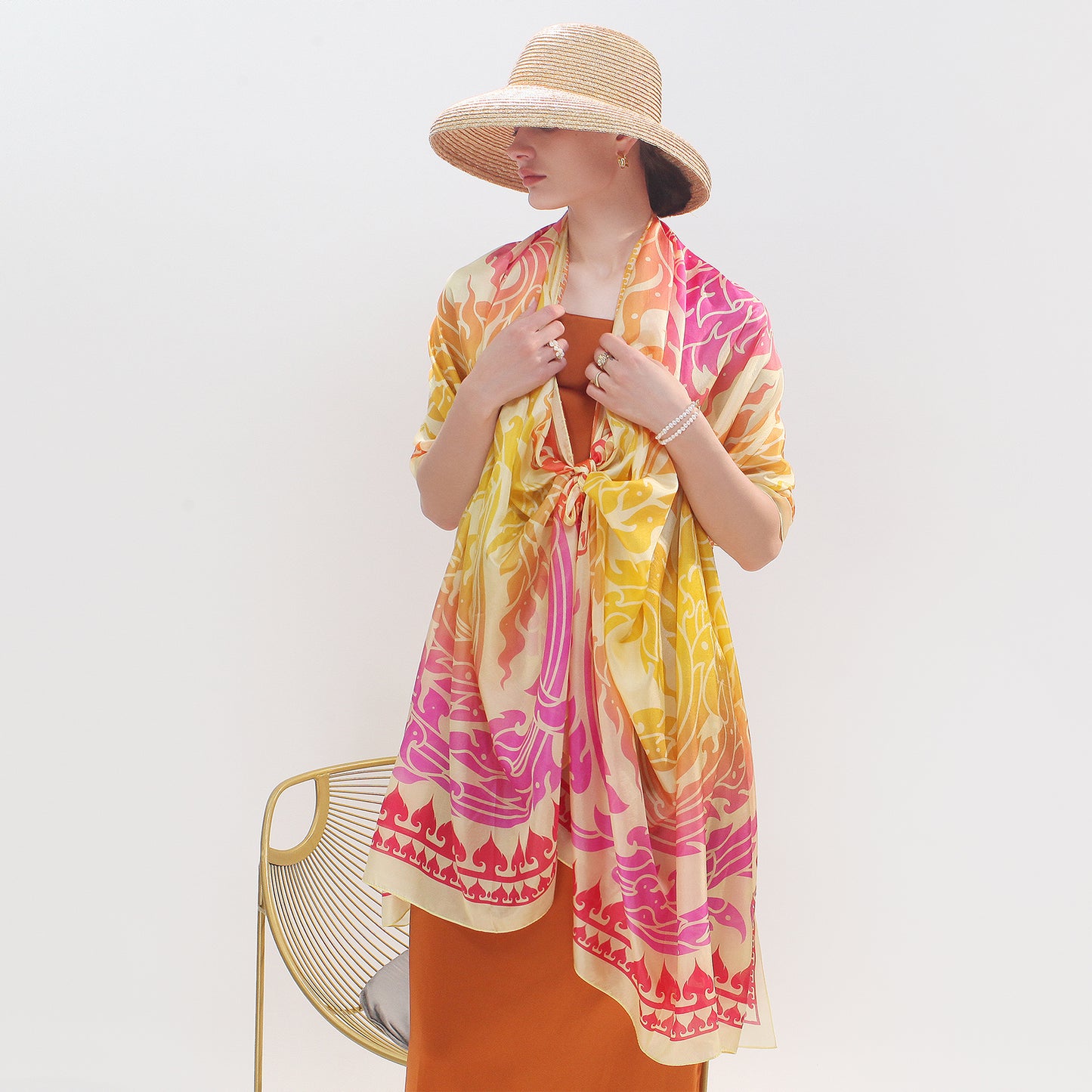 DANA XU Women's 100% Mulberry Satin Silk Pashmina Shawl Wraps Extra Large Floral Scarf for Evening Dresses, Soft Oversized