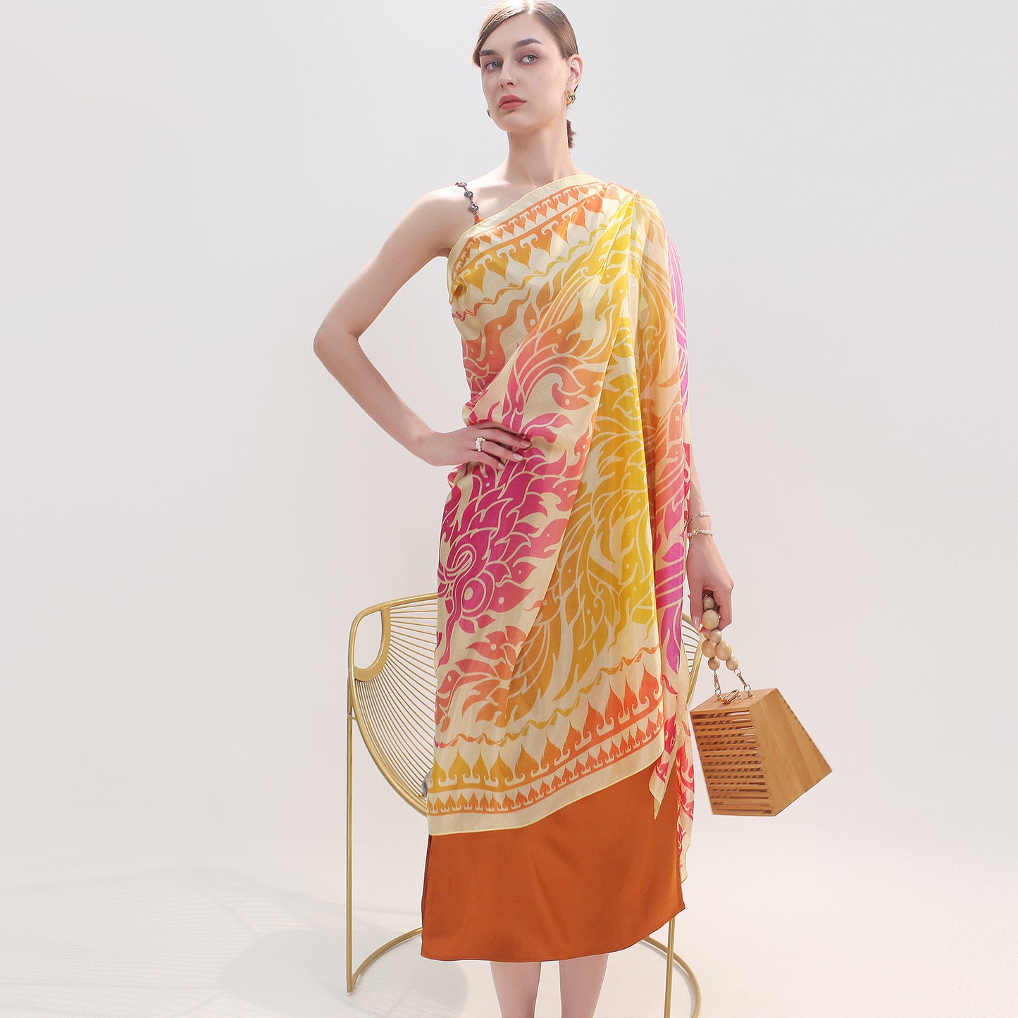 DANA XU Women's 100% Mulberry Satin Silk Pashmina Shawl Wraps Extra Large Floral Scarf for Evening Dresses, Soft Oversized